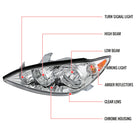 2005-2006 Toyota Camry Factory Style Headlights (Chrome Housing / Clear Lens)