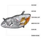 2003-2008 Toyota Corolla Factory Style Headlights (Chrome Housing / Clear Lens)