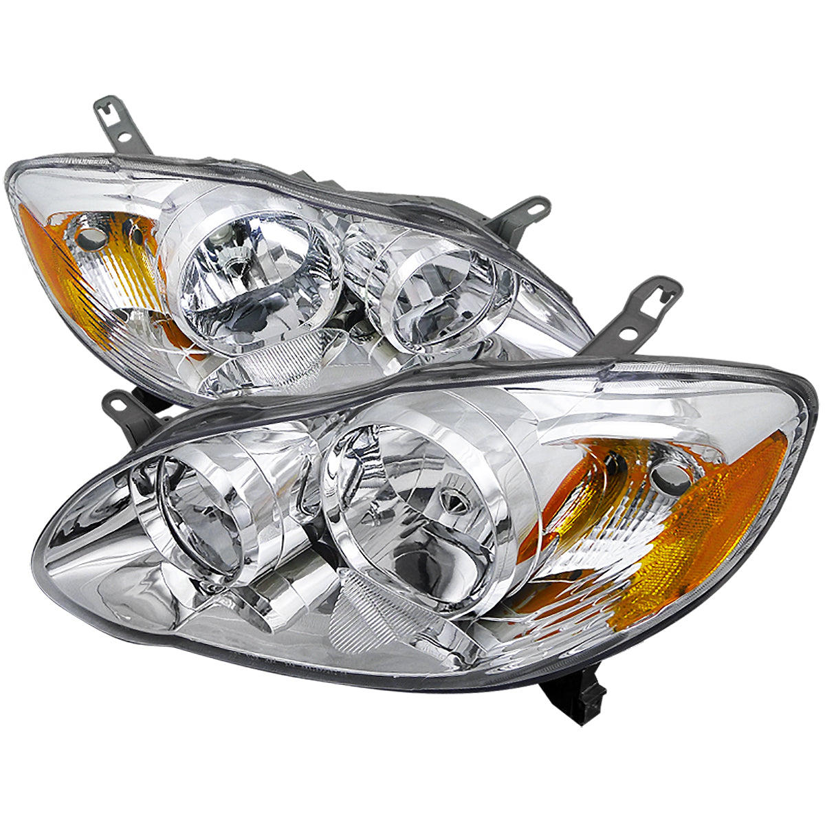 2003-2008 Toyota Corolla Factory Style Headlights (Chrome Housing / Clear Lens)