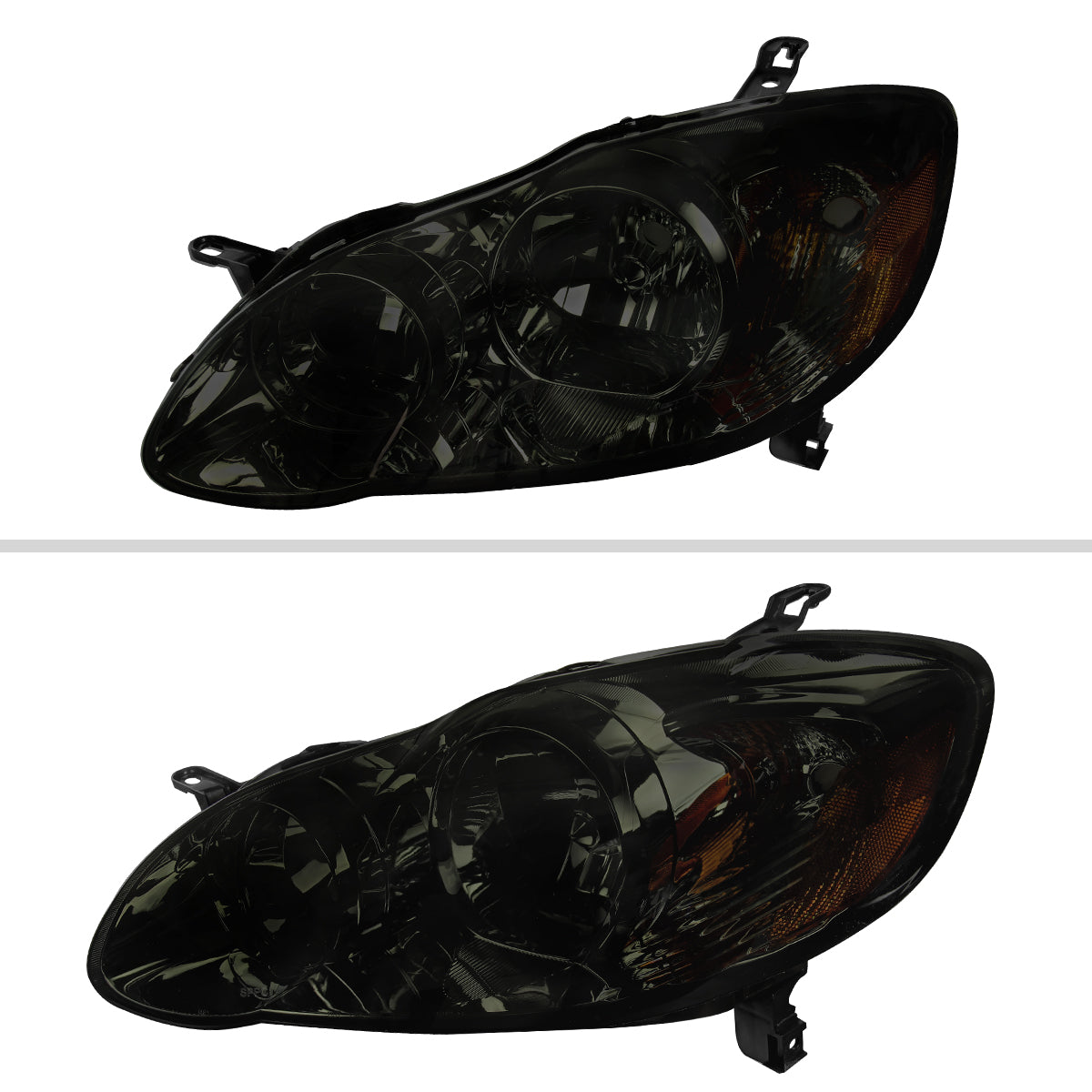 2003-2008 Toyota Corolla Factory Style Headlights (Chrome Housing / Smoked Lens)