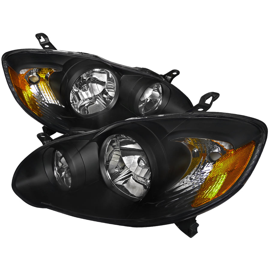 2003-2008 Toyota Corolla Factory Style Headlights (Matte Black Housing / Clear Lens)