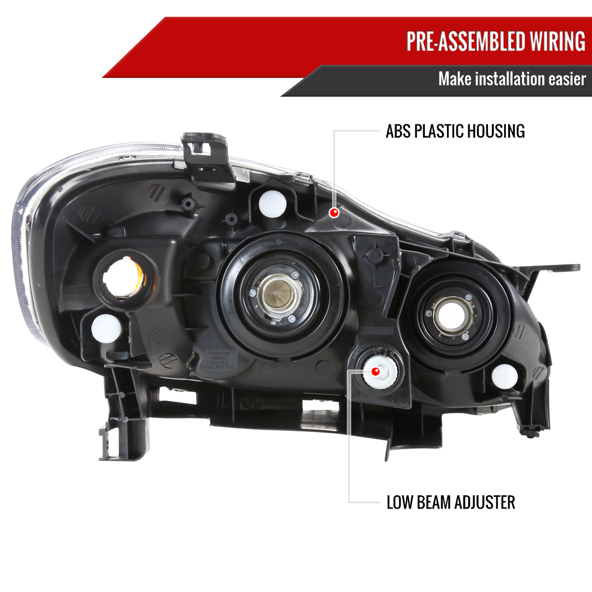 2003-2008 Toyota Corolla Factory Style Headlights (Chrome Housing/Light Smoke Lens)
