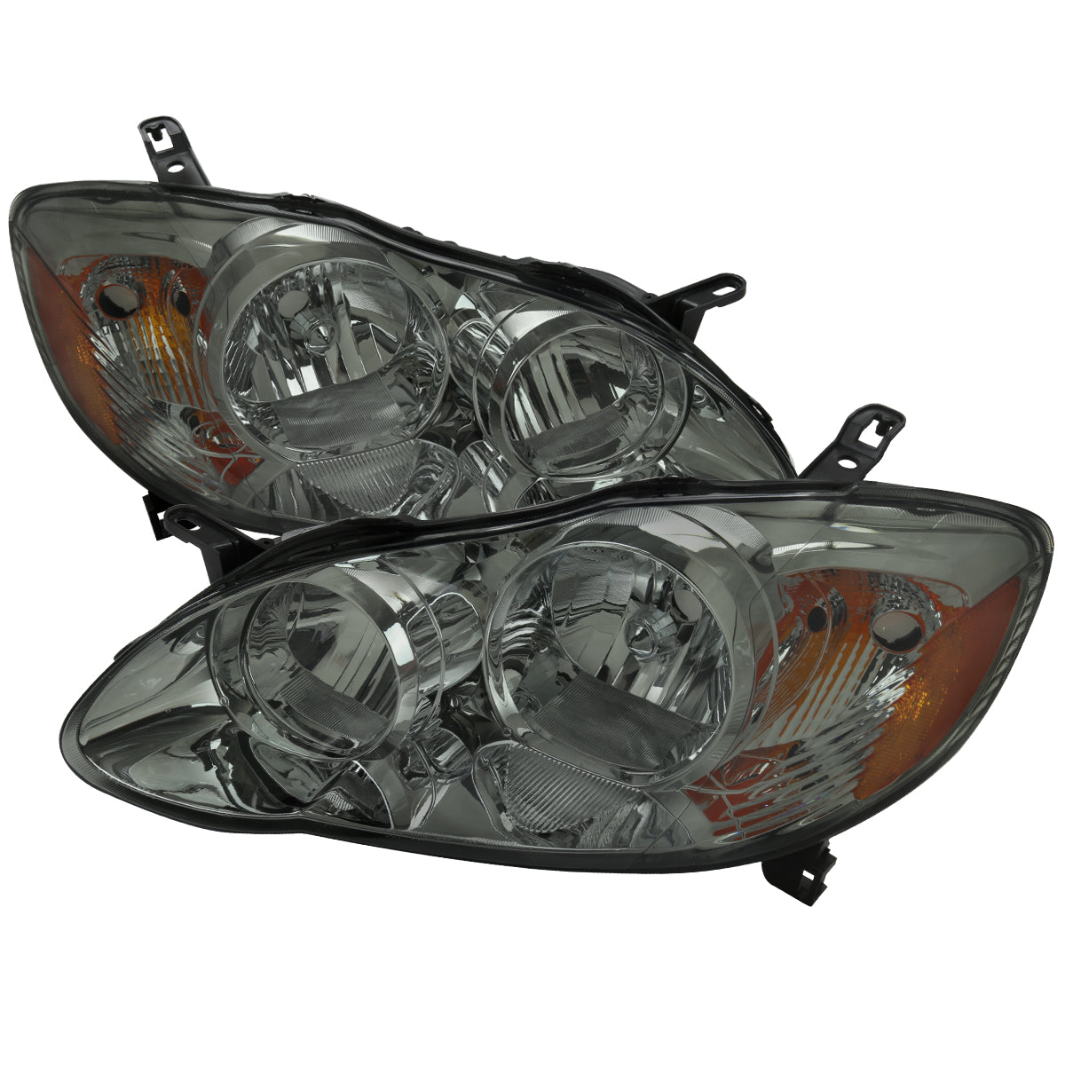 2003-2008 Toyota Corolla Factory Style Headlights (Chrome Housing / Light Smoked Lens)