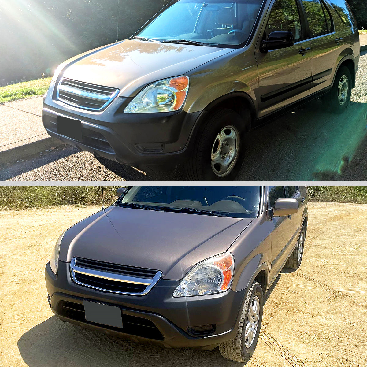 2002-2004 Honda CR-V Factory Style Headlights with Amber Reflector (Chrome Housing/Clear Lens)