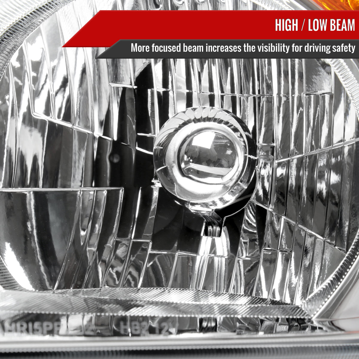2002-2004 Honda CR-V Factory Style Headlights with Amber Reflector (Chrome Housing / Clear Lens)