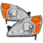 2002-2004 Honda CR-V Factory Style Headlights with Amber Reflector (Chrome Housing / Clear Lens)