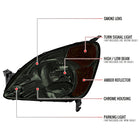 2002-2004 Honda CR-V Factory Style Headlights with Amber Reflector (Chrome Housing / Smoked Lens)