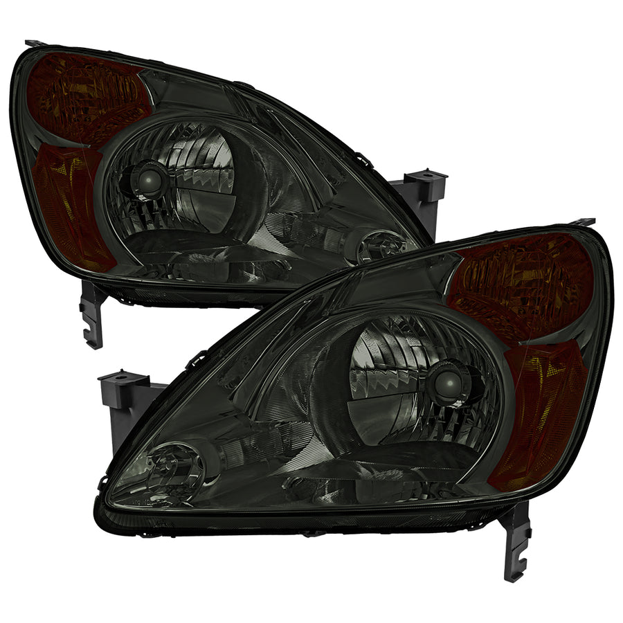 2002-2004 Honda CR-V Factory Style Headlights with Amber Reflector (Chrome Housing / Smoked Lens)