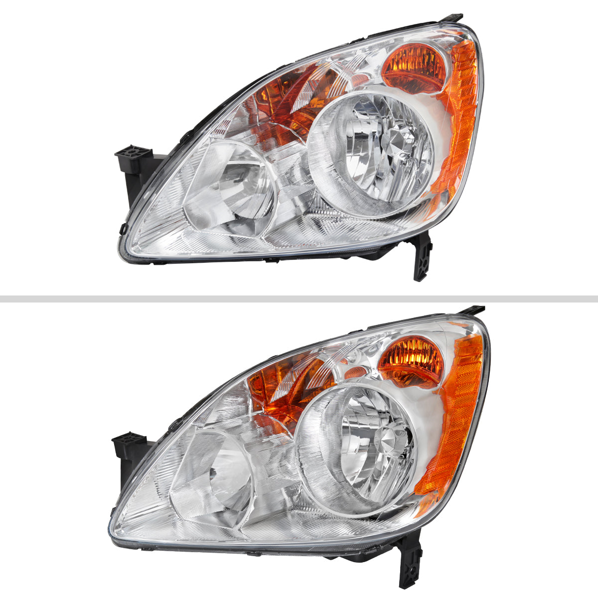 2005-2006 Honda CR-V Factory Style JP Headlights with Amber Reflectors (Chrome Housing / Clear Lens)