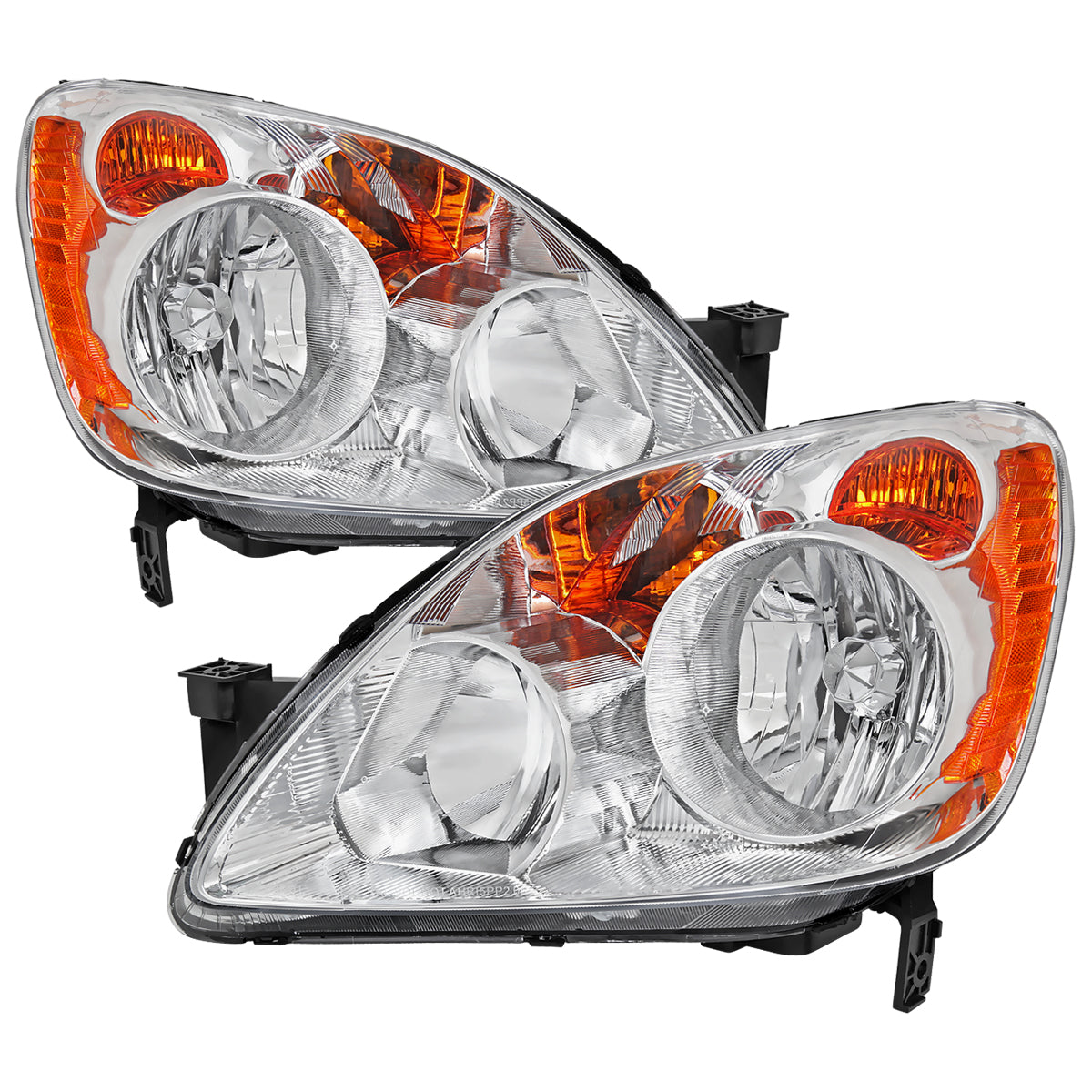 2005-2006 Honda CR-V Factory Style JP Headlights with Amber Reflectors (Chrome Housing / Clear Lens)