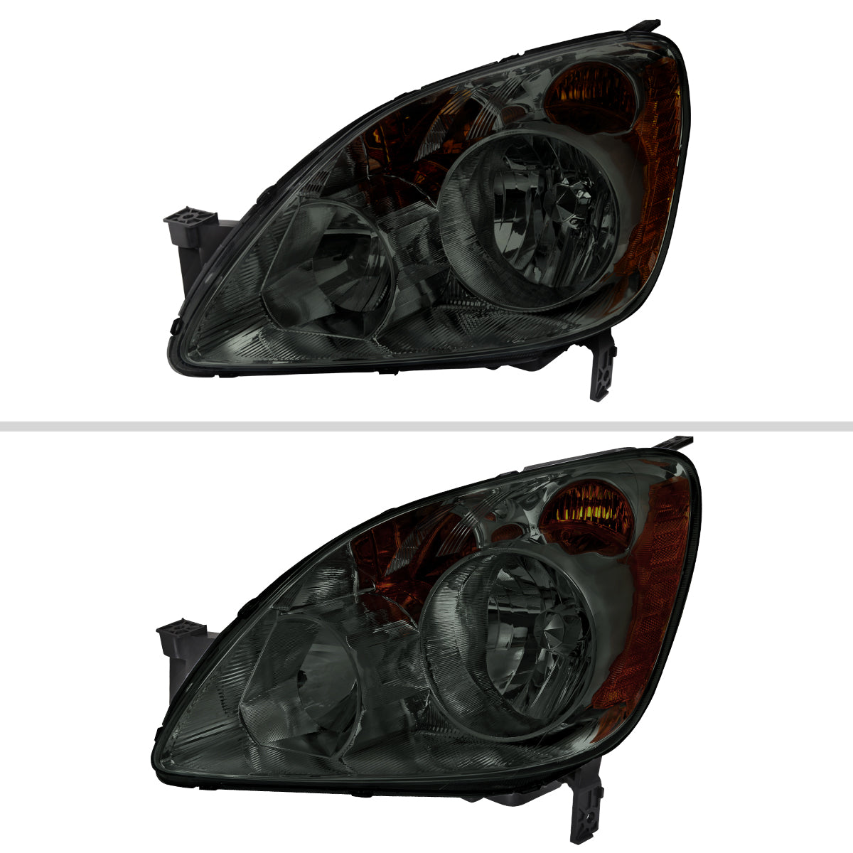 2005-2006 Honda CR-V Factory Style JP Headlights with Amber Reflectors (Chrome Housing / Smoked Lens)