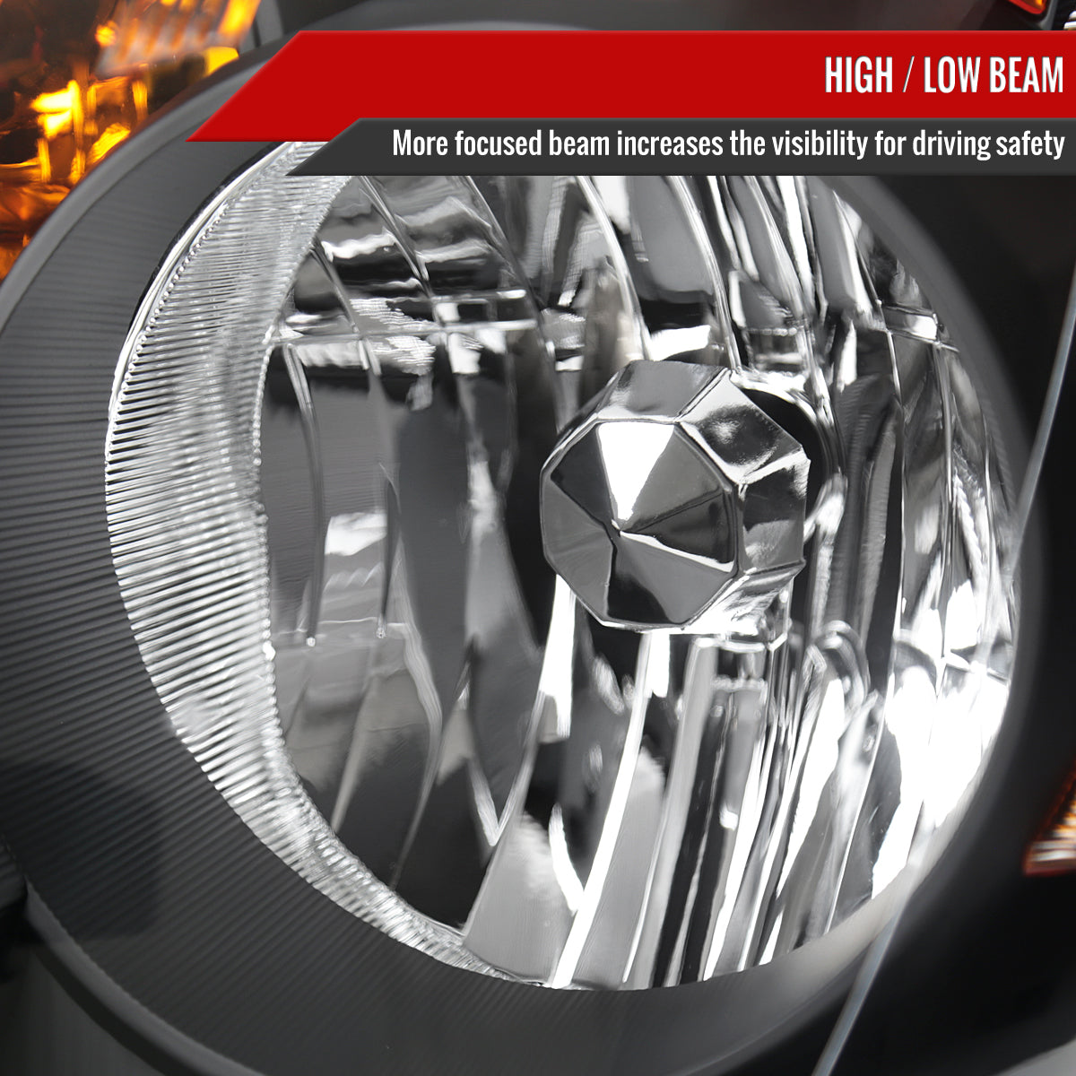 2005-2006 Honda CR-V Factory Style JP Headlights with Amber Reflectors (Matte Black Housing / Clear Lens)