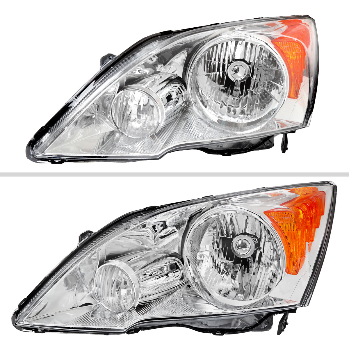 2007-2011 Honda CR-V Factory Style Headlights (Chrome Housing / Clear Lens)