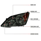 2007-2011 Honda CR-V Factory Style Headlight (Chrome Housing / Smoked Lens)