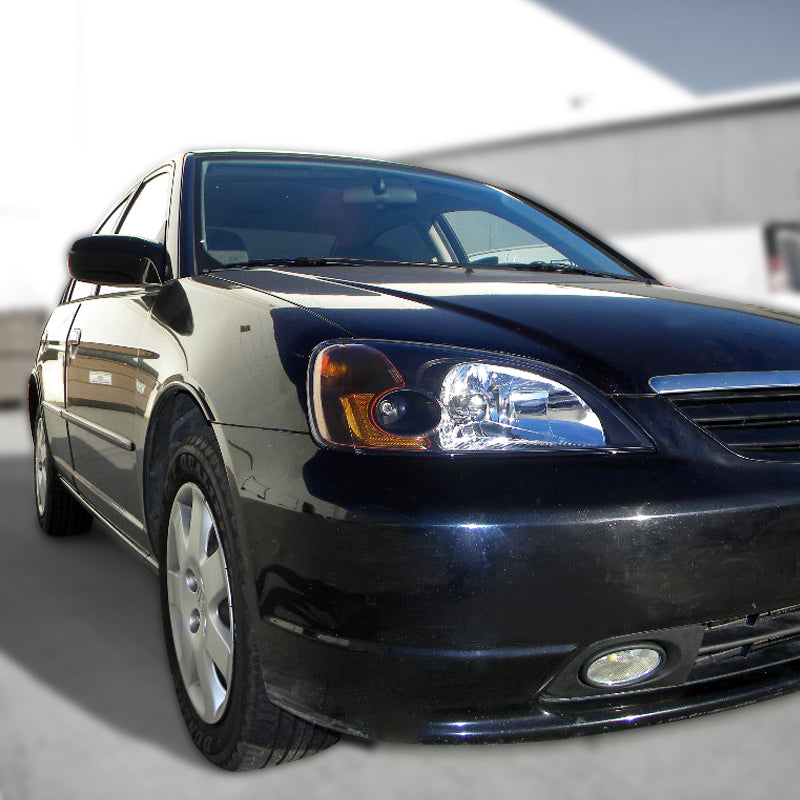 2001-2003 Honda Civic Factory Style Headlights - Matte Black/Clear Lens
