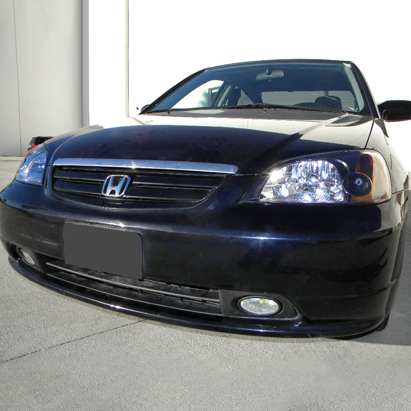 2001-2003 Honda Civic Factory Style Headlights - Matte Black/Clear Lens