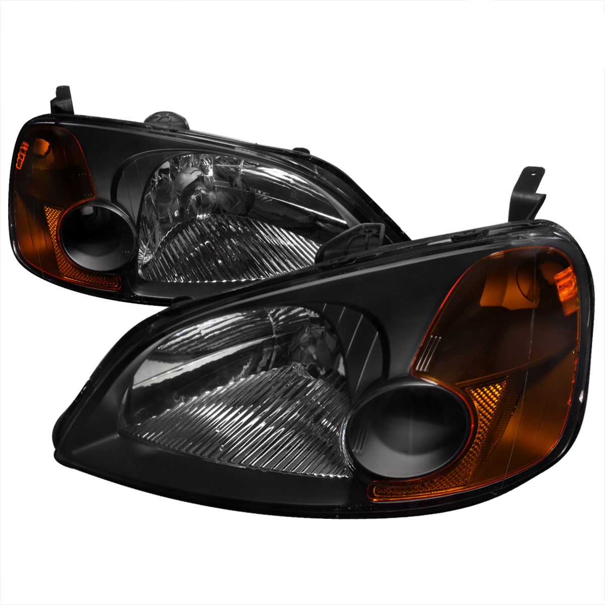 2001-2003 Honda Civic Factory Style Headlights (Matte Black Housing / Clear Lens)