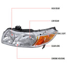 2006-2011 Honda Civic Coupe Factory Style Headlights (Chrome Housing / Clear Lens)