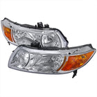 2006-2011 Honda Civic Coupe Factory Style Headlights (Chrome Housing / Clear Lens)