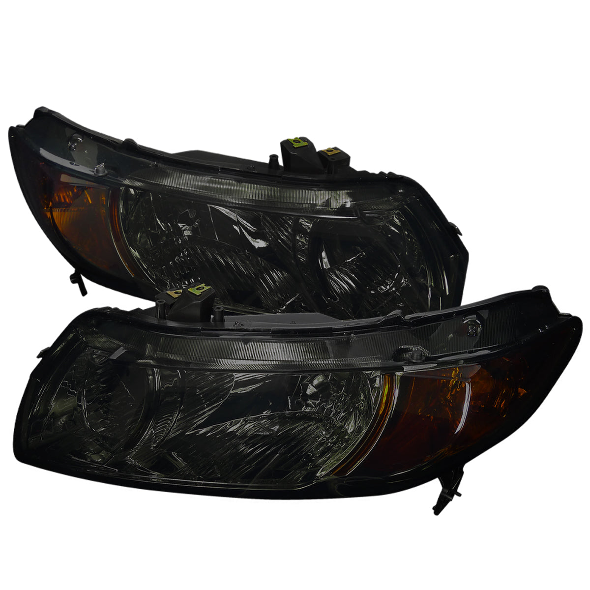 2006-2011 Honda Civic Coupe Factory Style Headlights (Chrome Housing / Smoked Lens)