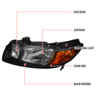 2006-2011 Honda Civic Coupe Factory Style Headlights (Matte Black Housing / Clear Lens)