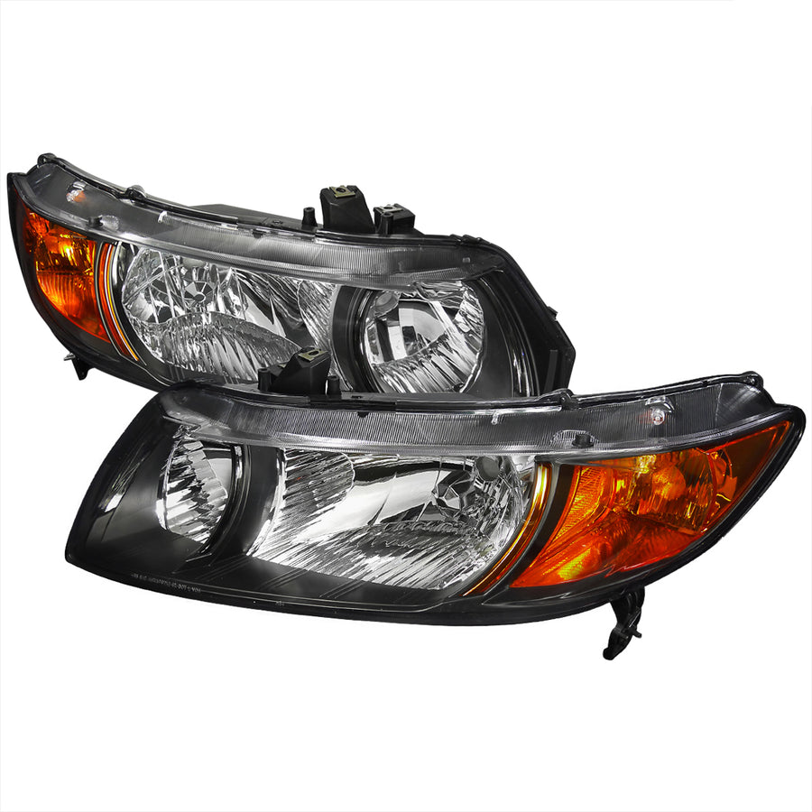 2006-2011 Honda Civic Coupe Factory Style Headlights (Matte Black Housing / Clear Lens)