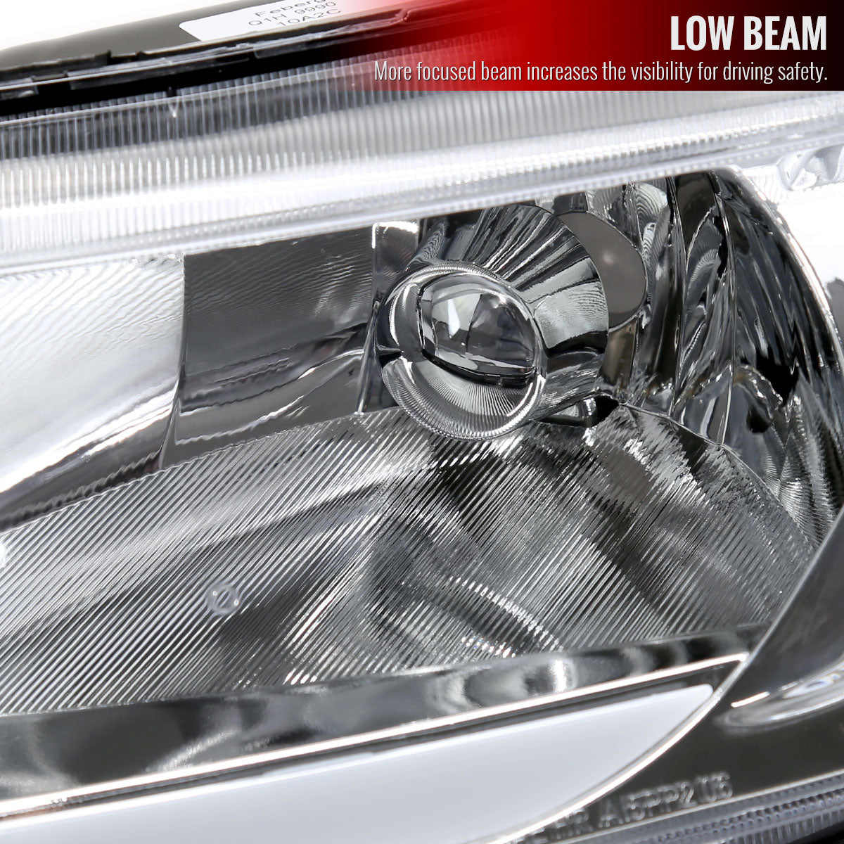2006-2011 Honda Civic 4DR Sedan Factory Style Headlights w/ LED Strip (Chrome Housing / Clear Lens)