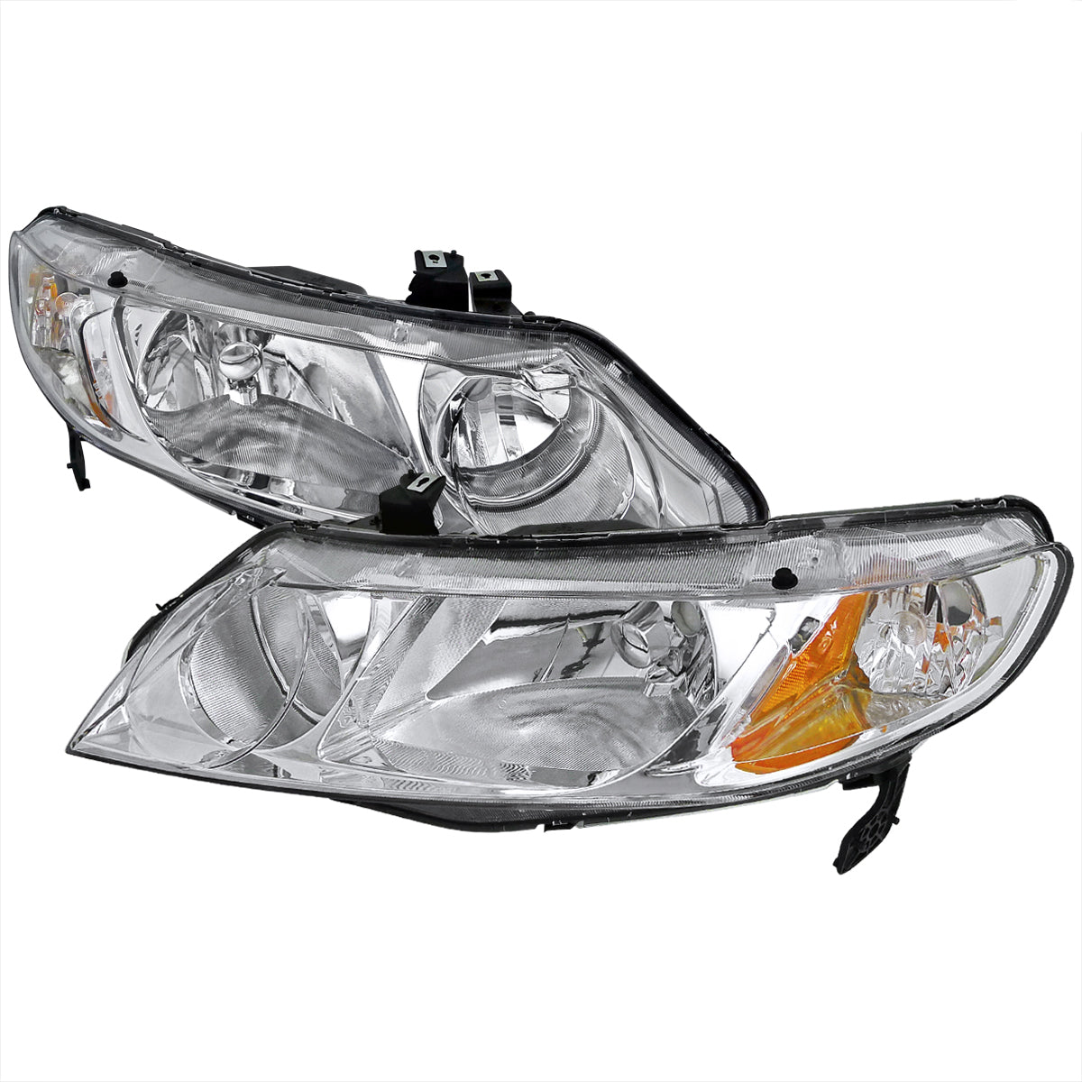 2006-2011 Honda Civic Sedan Factory Style Headlights (Chrome Housing / Clear Lens)