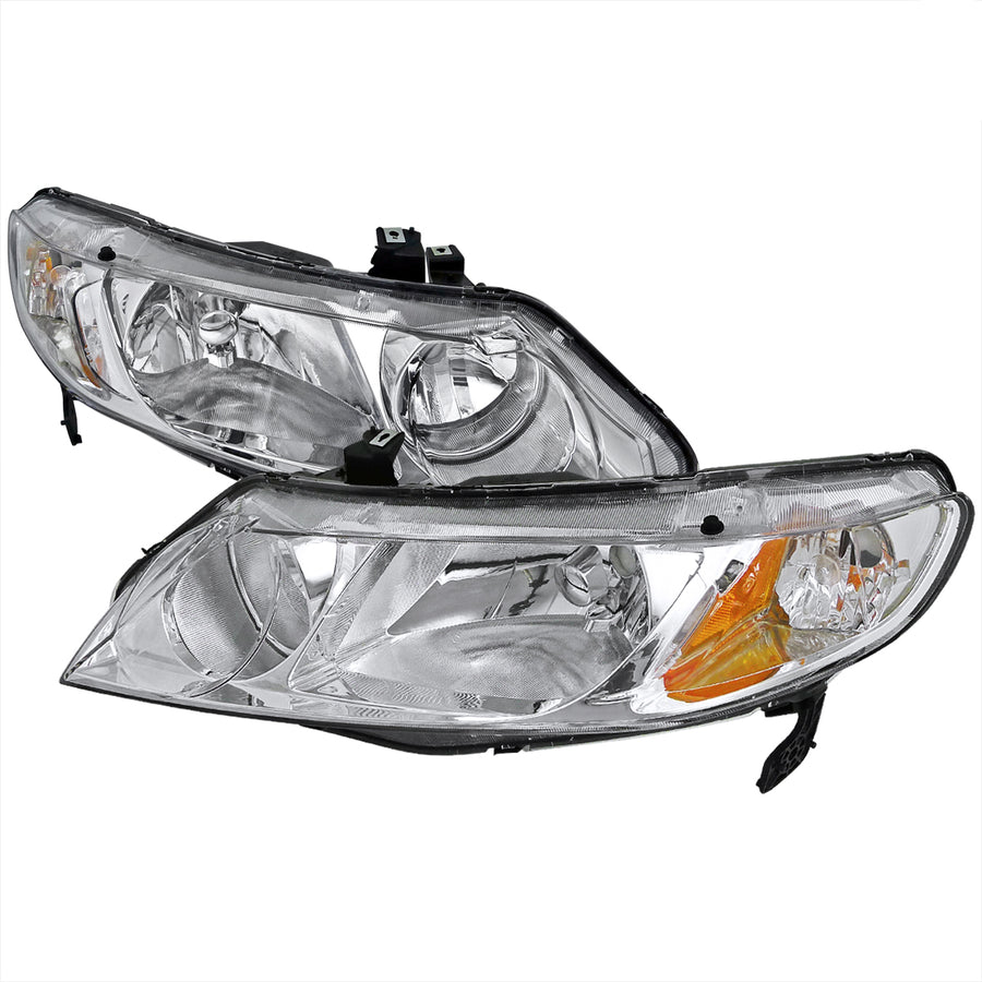 2006-2011 Honda Civic Sedan Factory Style Headlights (Chrome Housing / Clear Lens)