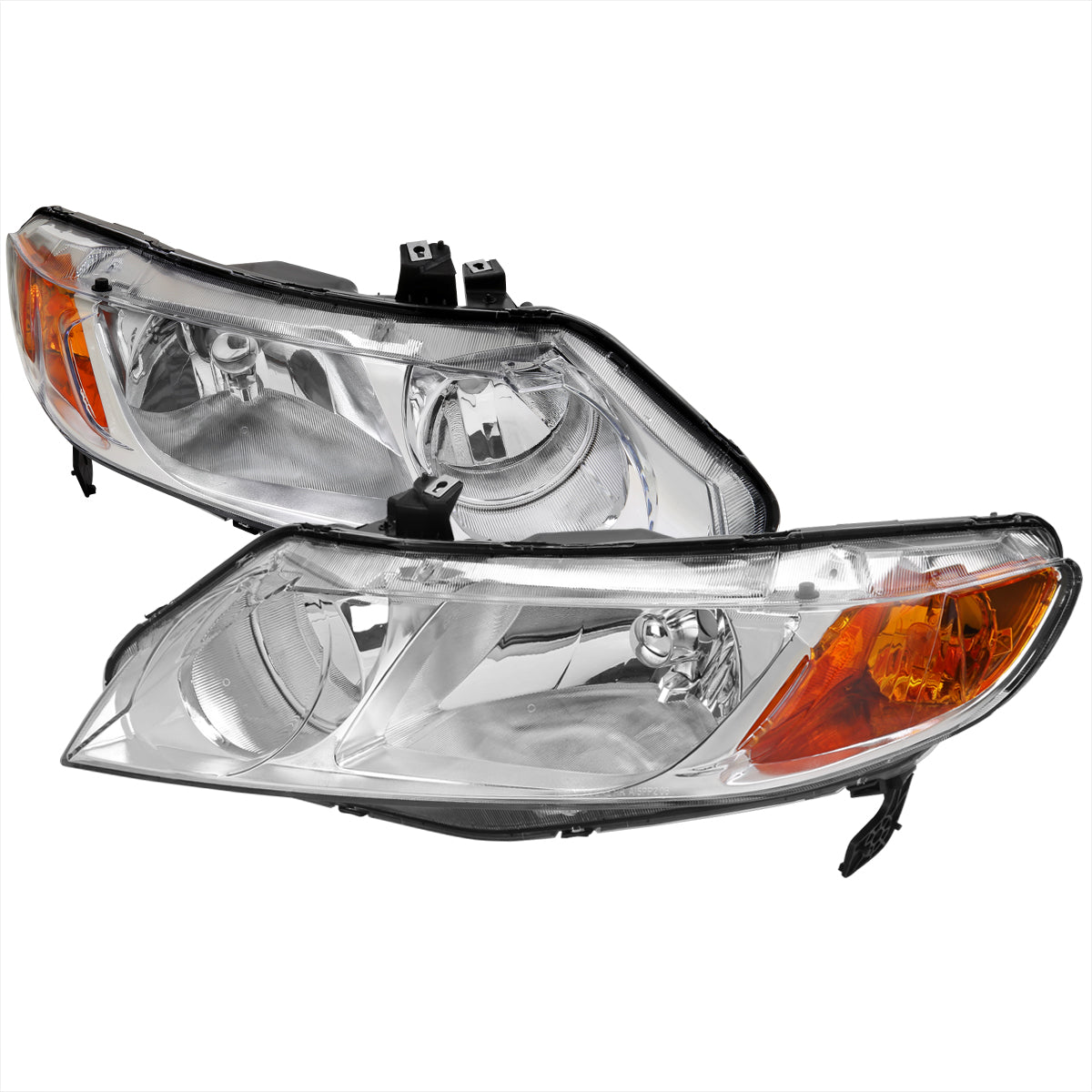 2006-2011 Honda Civic Sedan Factory Style Headlights (Chrome Housing / Clear Lens)