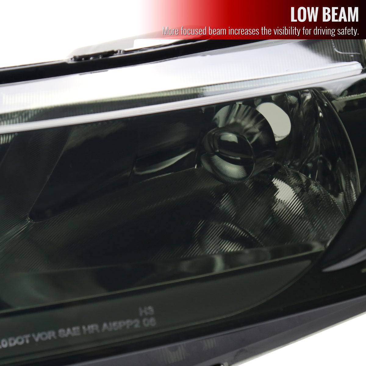 2006-2011 Honda Civic 4DR Sedan Factory Style Headlights w/ LED Strip (Chrome Housing / Smoked Lens)