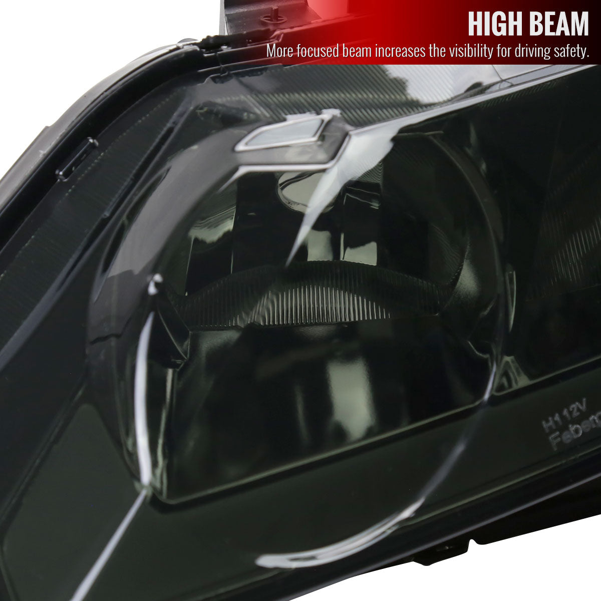 2006-2011 Honda Civic 4DR Sedan Factory Style Headlights w/ LED Strip (Chrome Housing / Smoked Lens)