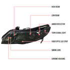 2006-2011 Honda Civic 4DR Sedan Factory Style Headlights w/ LED Strip (Chrome Housing / Smoked Lens)
