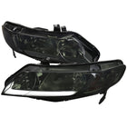2006-2011 Honda Civic 4DR Sedan Factory Style Headlights w/ LED Strip (Chrome Housing / Smoked Lens)