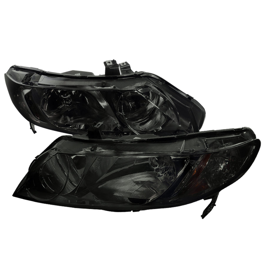 2006-2011 Honda Civic Sedan Factory Style Headlights (Chrome Housing / Smoked Lens)