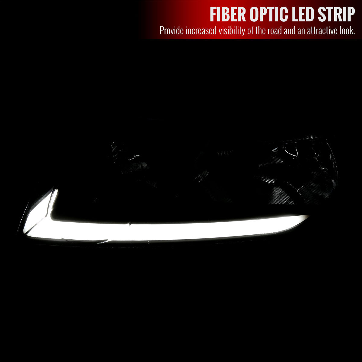 2006-2011 Honda Civic 4DR Sedan Factory Style Headlights w/ LED Strip (Matte Black Housing / Clear Lens)