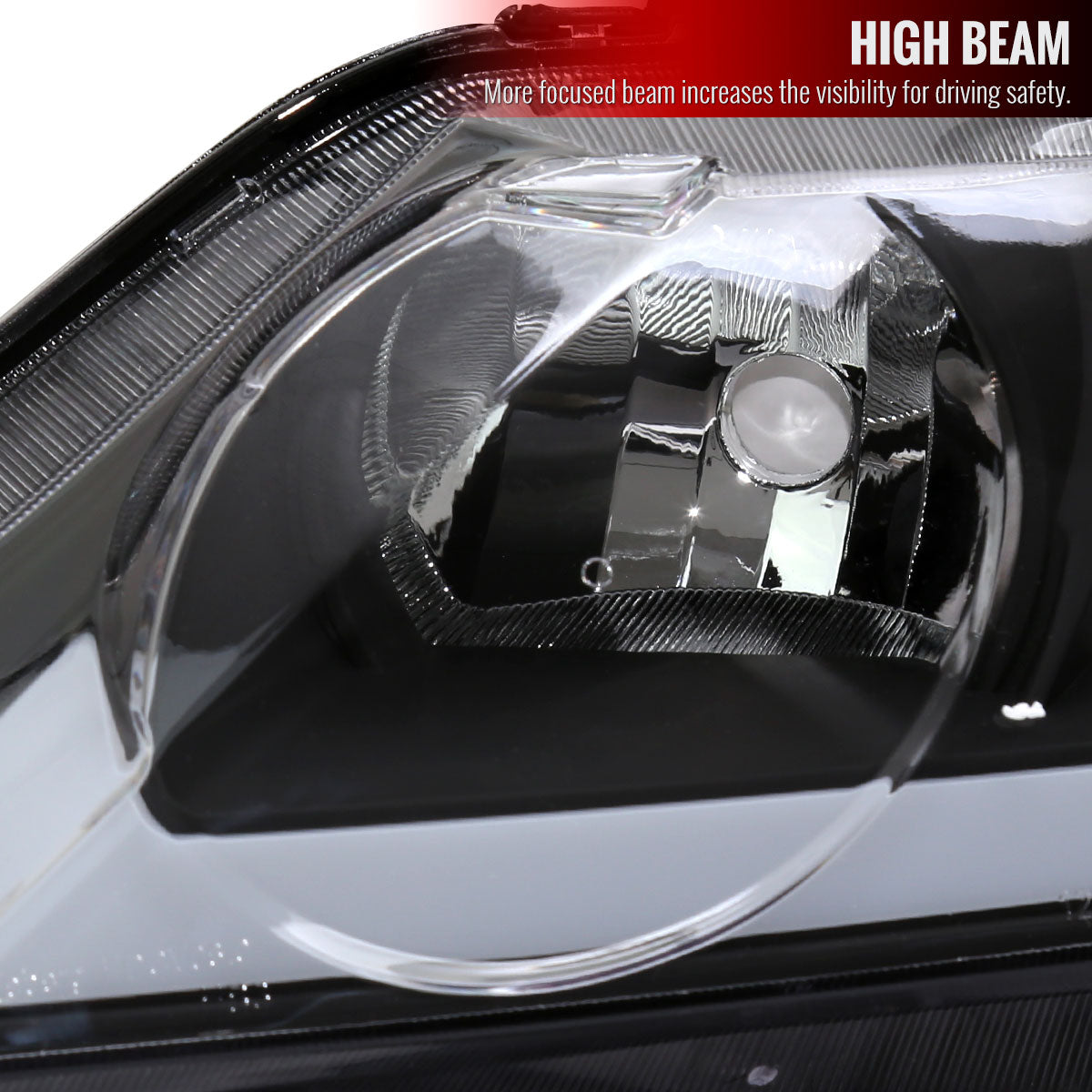 2006-2011 Honda Civic 4DR Sedan Factory Style Headlights w/ LED Strip (Matte Black Housing / Clear Lens)
