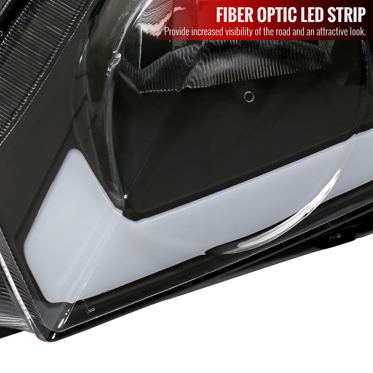 2006-2011 Honda Civic 4DR Sedan Factory Style Headlights w/ LED Strip (Matte Black Housing / Clear Lens)