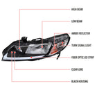 2006-2011 Honda Civic 4DR Sedan Factory Style Headlights w/ LED Strip (Matte Black Housing / Clear Lens)