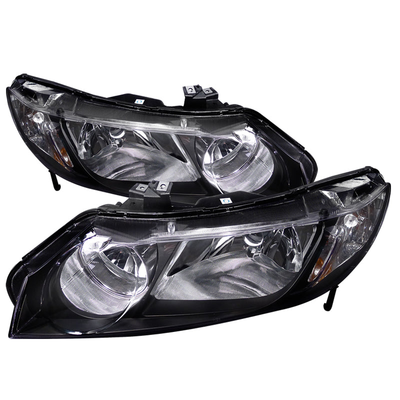 2006-2011 Honda Civic Sedan Factory Style Headlights - Matte Black/Clear Lens