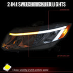 2012-2013 Honda Civic Coupe / 2012-2015 Civic Sedan LED Bar Factory Style Replacement Headlights (Chrome Housing / Clear Lens)