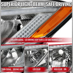 2012-2013 Honda Civic Coupe / 2012-2015 Civic Sedan LED Bar Factory Style Replacement Headlights (Chrome Housing / Clear Lens)