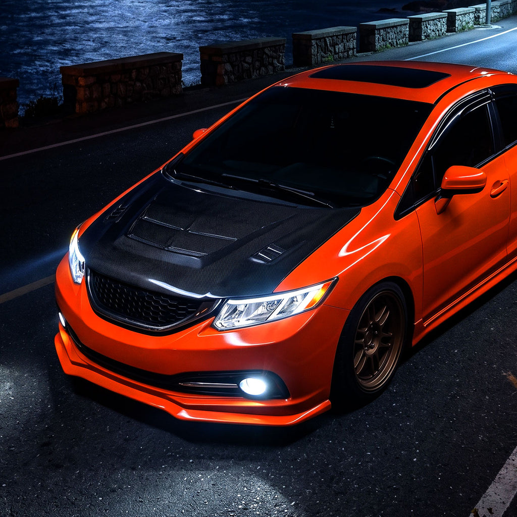 2012-2013 Honda Civic Coupe / 2012-2015 Civic Sedan LED Bar Factory Style Replacement Headlights (Chrome Housing / Clear Lens)