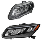 2012-2013 Honda Civic Coupe / 2012-2015 Civic Sedan LED Bar Factory Style Replacement Headlights (Matte Black Housing / Clear Lens)