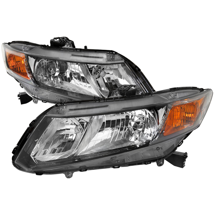 2012-2013 Honda Civic Coupe / 2012-2015 Civic Sedan Factory Style Headlights (Matte Black Housing / Clear Lens)