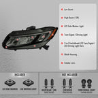 2012-2013 Honda Civic Coupe / 2012-2015 Civic Sedan LED Bar Factory Style Replacement Headlights (Matte Black Housing / Smoked Lens)