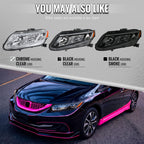 2012-2013 Honda Civic Coupe / 2012-2015 Civic Sedan LED Bar Factory Style Replacement Headlights (Matte Black Housing / Smoked Lens)