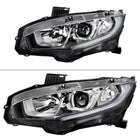 2016-2021 Honda Civic LED Strip Factory Style Projector Headlights (Chrome Housing/Clear Lens)