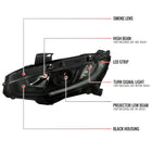 2016-2021 Honda Civic LED Strip Factory Style Projector Headlights (Matte Black Housing/Smoke Lens)