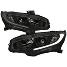 2016-2021 Honda Civic LED Strip Factory Style Projector Headlights (Matte Black Housing/Smoke Lens)
